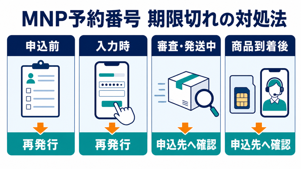 MNP予約番号が期限切れになったタイミング別の対処法