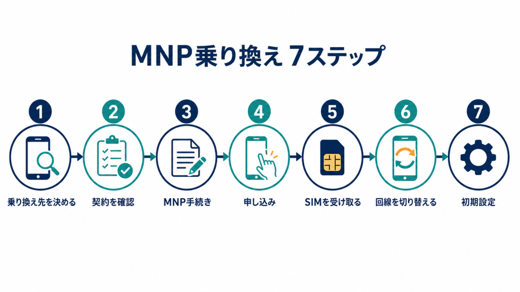 乗り換え先選びから初期設定までのMNP手順7ステップ